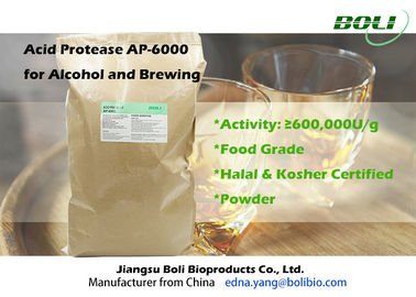 600000U / g Food Grade Acid Protease , High Efficient Alpha Amylase Brewing For Alcohol