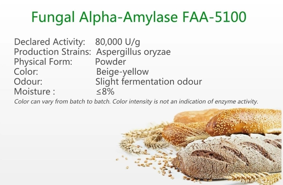 Fungal Alpha Amylase FAA-5100 For Baking 80000U/G Enzyme Powder