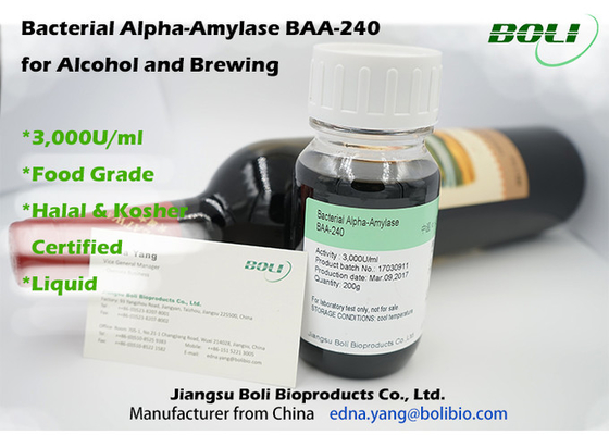 Bacterial Alpha Amylasee BAA-240,3000U/ml,mid temperature alpha amylase,enzyme amylase breaks down