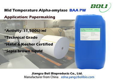 Liquid Form Low - Temperature Alpha Amylase Enzyme PW Cost Saving For Papermaking