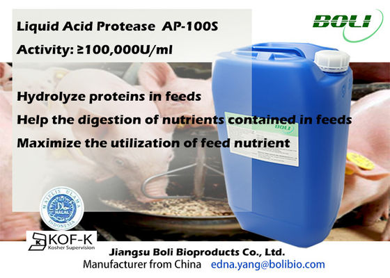 Liquid 100000u/Ml Acid Protease Enzyme Animal Feed Addictive Hydrolyze Proteins High Ac
