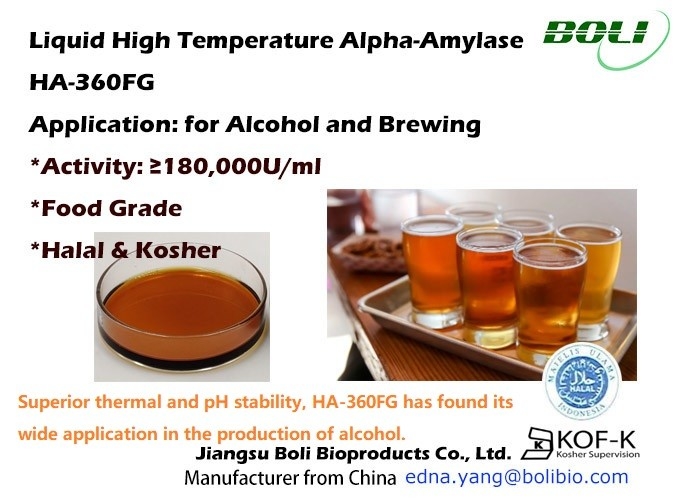 HA 360FG Alpha Amylase Enzyme Liquid High Temperature 180000 U/Ml