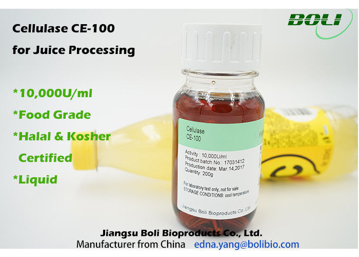 10000 U / Ml Hemicellulase / Cellulase Enzyme Liquid 30 To 70°C High Enzyme Activity